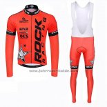 2019 Fahrradbekleidung Rock Racing SIDI Orange Trikot Langarm und Tragerhose