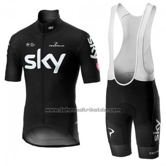 2019 Fahrradbekleidung Sky Shwarz Trikot Kurzarm und Tragerhose