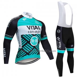 2019 Fahrradbekleidung Vital Concept Blau Wei Shwarz Trikot Langarm und Tragerhose