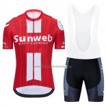 2020 Fahrradbekleidung Sunweb Rot Trikot Kurzarm und Tragerhose