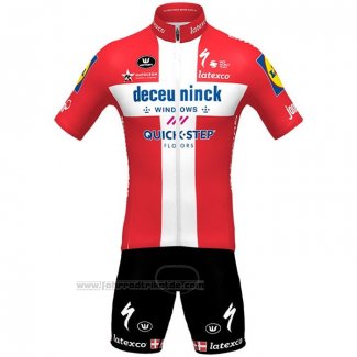 2021 Fahrradbekleidung Deceuninck Quick Step Champion Danemark Trikot Kurzarm und Tragerhose