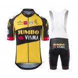 2021 Fahrradbekleidung Jumbo Visma Gelb Trikot Kurzarm und Tragerhose
