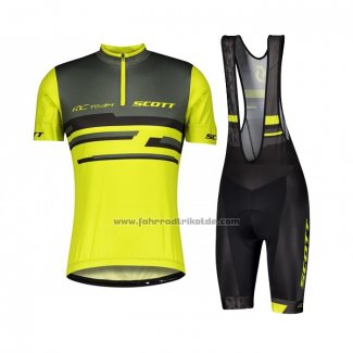 2021 Fahrradbekleidung Scott Grau Gelb Trikot Kurzarm und Tragerhose