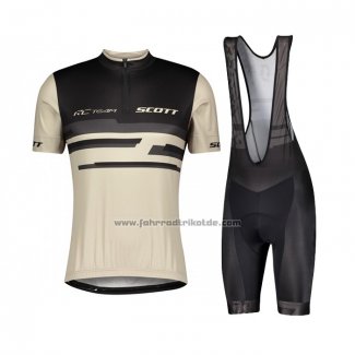 2021 Fahrradbekleidung Scott Licht Braun Trikot Kurzarm und Tragerhose