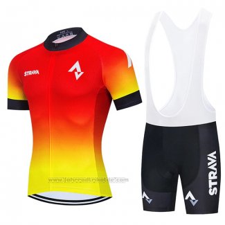 2021 Fahrradbekleidung Shimano Rot Gelb Trikot Kurzarm und Tragerhose