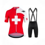 2022 Fahrradbekleidung Assos Wei und Rot Trikot Kurzarm und Tragerhose