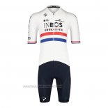 2022 Fahrradbekleidung British Champion Ineos Blau Wei Trikot Kurzarm und Tragerhose