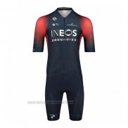 2022 Fahrradbekleidung Ineos Grenadiers Rot Blau Trikot Kurzarm und Tragerhose