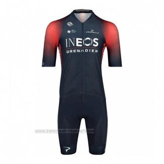 2022 Fahrradbekleidung Ineos Grenadiers Rot Blau Trikot Kurzarm und Tragerhose