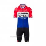 2022 Fahrradbekleidung Jumbo Visma Rot Wei Blau Trikot Kurzarm und Tragerhose