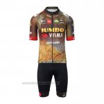 2022 Fahrradbekleidung Jumbo Visma Shwarz Orange Trikot Kurzarm und Tragerhose