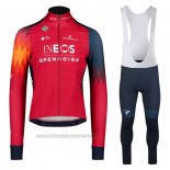 2023 Fahrradbekleidung Ineos Grenadiers Rot Trikot Langarm und Tragerhose