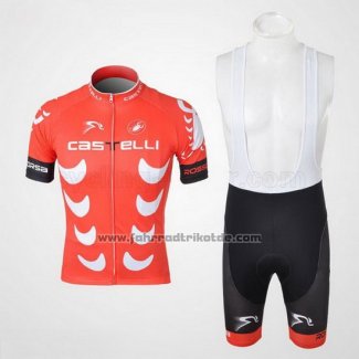 2010 Fahrradbekleidung Castelli Wei und Rot Trikot Kurzarm und Tragerhose
