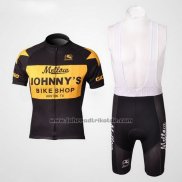 2010 Fahrradbekleidung Johnnys Gelb und Shwarz Trikot Kurzarm und Tragerhose