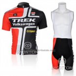 2010 Fahrradbekleidung Trek Shwarz und Rot Trikot Kurzarm und Tragerhose