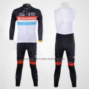 2012 Fahrradbekleidung Radioshack Shwarz und Wei Trikot Langarm und Tragerhose