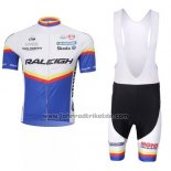 2012 Fahrradbekleidung Raleigh Blau und Wei Trikot Kurzarm und Tragerhose