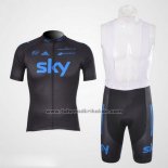 2012 Fahrradbekleidung Sky Shwarz und Blau Trikot Kurzarm und Tragerhose