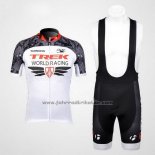 2012 Fahrradbekleidung Trek Wei und Grau Trikot Kurzarm und Tragerhose