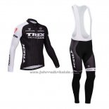 2014 Fahrradbekleidung Trek Factory Racing Shwarz und Wei Trikot Langarm und Tragerhose