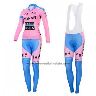 2015 Fahrradbekleidung Frau Saxo Bank Fuchsie Trikot Langarm und Tragerhose