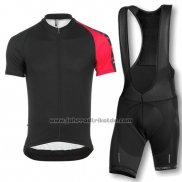 2016 Fahrradbekleidung Assos Shwarz und Rot Trikot Kurzarm und Tragerhose