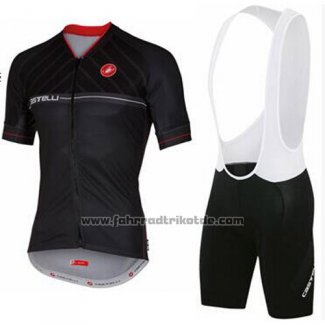 2016 Fahrradbekleidung Castelli Grau Shwarz Trikot Kurzarm und Tragerhose