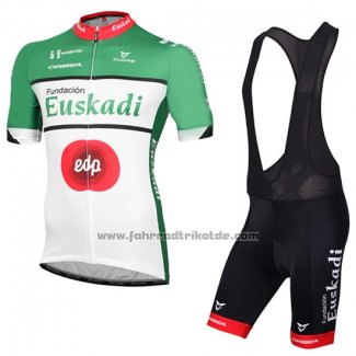 2016 Fahrradbekleidung Euskadi Shwarz und Grun Trikot Kurzarm und Tragerhose