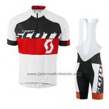 2016 Fahrradbekleidung Scott Wei Rot Trikot Kurzarm und Tragerhose