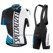 2016 Fahrradbekleidung Specialized Shwarz und Blau Trikot Kurzarm und Tragerhose