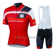 2016 Fahrradbekleidung Sportful Shwarz und Rot Trikot Kurzarm und Tragerhose