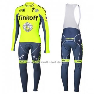 2016 Fahrradbekleidung Tinkoff Grun und Grau Trikot Langarm und Tragerhose