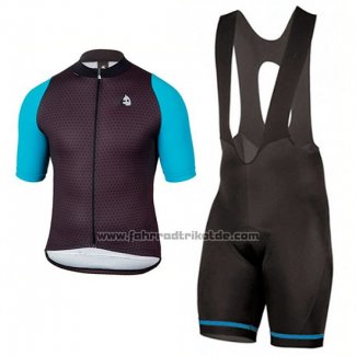 2017 Fahrradbekleidung Etxeondo Neo Shwarz und Blau Trikot Kurzarm und Tragerhose