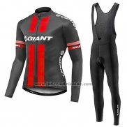 2017 Fahrradbekleidung Giant Rot und Grau Trikot Langarm und Tragerhose