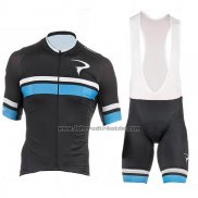 2017 Fahrradbekleidung Pinarello Shwarz und Blau Trikot Kurzarm und Tragerhose