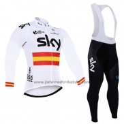 2017 Fahrradbekleidung Sky Champion Spanien Wei Trikot Langarm und Tragerhose