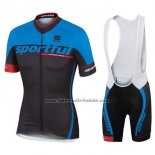 2017 Fahrradbekleidung Sportful Sc Blau und Shwarz Trikot Kurzarm und Tragerhose