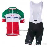 2018 2019 Fahrradbekleidung Quick Step Floors Champion Italien Trikot Kurzarm und Tragerhose