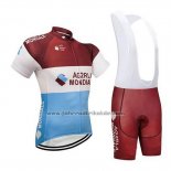 2018 Fahrradbekleidung Ag2r La Mondiale Braun und Wei Trikot Kurzarm und Tragerhose