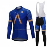 2018 Fahrradbekleidung Aqua Blaue Sport Blau Trikot Langarm und Tragerhose