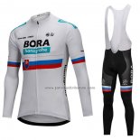 2018 Fahrradbekleidung Bora Champion Slowakische Republik Wei Trikot Langarm und Tragerhose