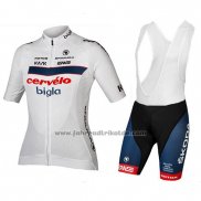 2018 Fahrradbekleidung Cervelo Bigla Wei Shwarz Trikot Kurzarm und Tragerhose