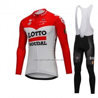 2018 Fahrradbekleidung Lotto Soudal Wei und Rot Trikot Langarm und Tragerhose