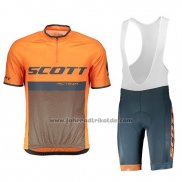 2018 Fahrradbekleidung Scott Rc Shwarz Orange Trikot Kurzarm und Tragerhose