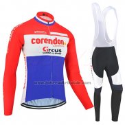 2019 Fahrradbekleidung Corendon Circus Rot Wei Blau Trikot Langarm und Tragerhose