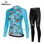 2019 Fahrradbekleidung Frau Mieyco Azurblau Trikot Langarm und Tragerhose