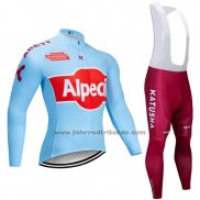 2019 Fahrradbekleidung Katusha Alpecin Blau Rot Trikot Langarm und Tragerhose