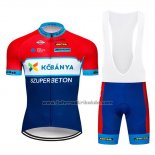 2019 Fahrradbekleidung Kobanya Rot Wei Blau Trikot Kurzarm und Tragerhose