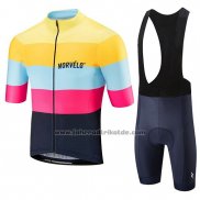 2019 Fahrradbekleidung Morvelo Gelb Rosa Shwarz Trikot Kurzarm und Tragerhose