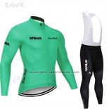 2019 Fahrradbekleidung STRAVA Grun Trikot Langarm und Tragerhose